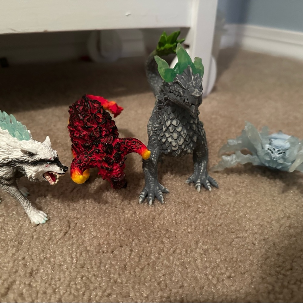 Schleich Wolf, Spider, Bull, & Dragon creatures